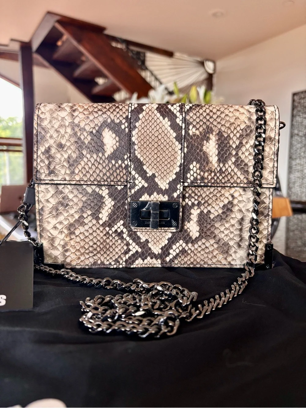 THE KOOPLES Emily Python Embossed Calf Leather Pouch Bag NWT MSRP $300